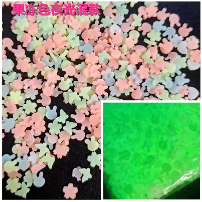 果冻色混款夜光软陶切片樱雪花荧光手工diy材料美甲贴片材料