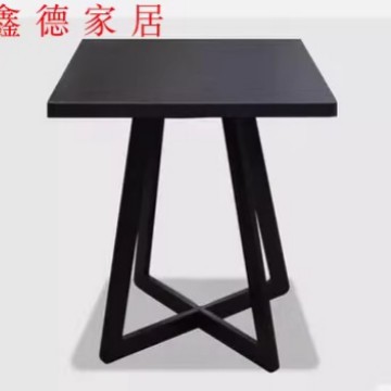 北欧loft铁艺餐桌实木简约酒吧做旧咖啡茶几酒店休闲方桌咖啡桌