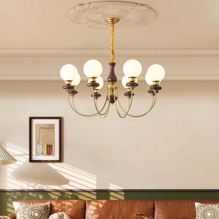 中古吊灯法式 复古别墅胡桃木色魔豆餐厅卧室灯具 客厅灯南洋风美式