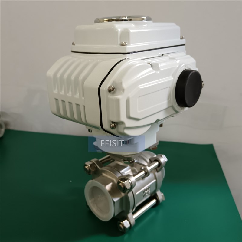 Q911F-16P不锈钢电动球阀螺纹连接三片式调节蒸汽开关220v50