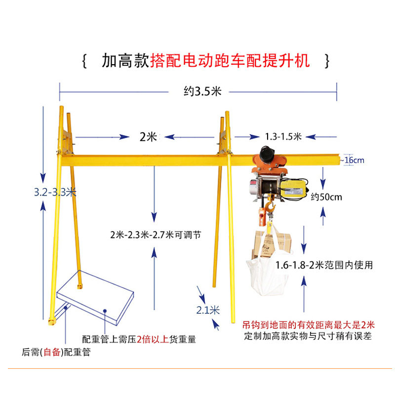 四立柱直滑式吊运机快速连体提升机220v室内外吊机家用装修电葫芦图片