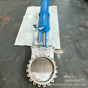 单作用气动304刀闸阀DN400不锈钢单作用插板阀污水阀法兰硬密封