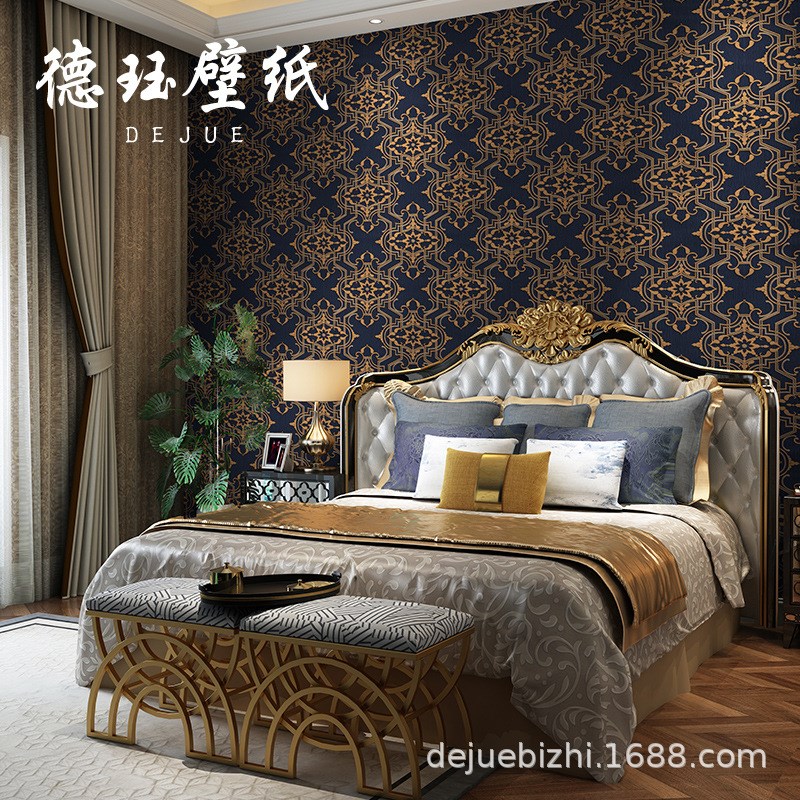 3D立体浮雕欧式大花墙纸奢华客厅卧室房间电视背景壁纸家用高级感