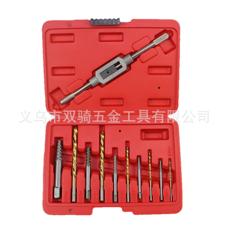 14件10/11螺丝取出器断头滑牙螺丝麻花钻丝锥扳手组合工具套装厂图片