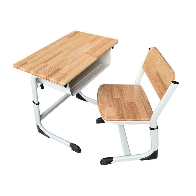 实木橡木学生课桌椅单人升降学习桌椅托管培训桌套装学校学习书桌