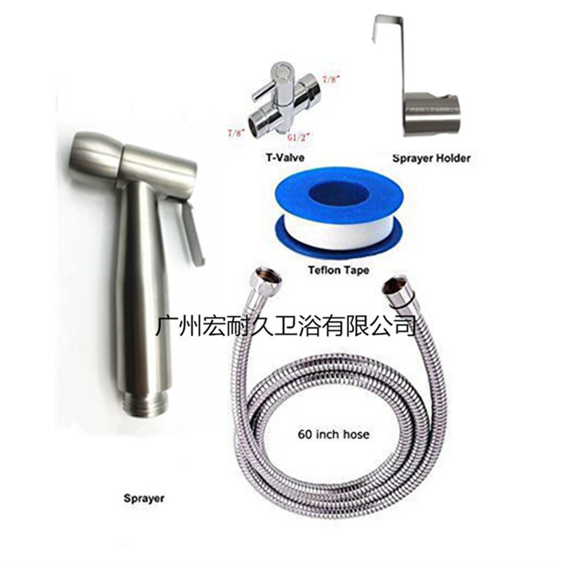 ebay热卖款不锈钢马桶喷枪套装淋浴小花洒净身妇洗器多功能冲洗器