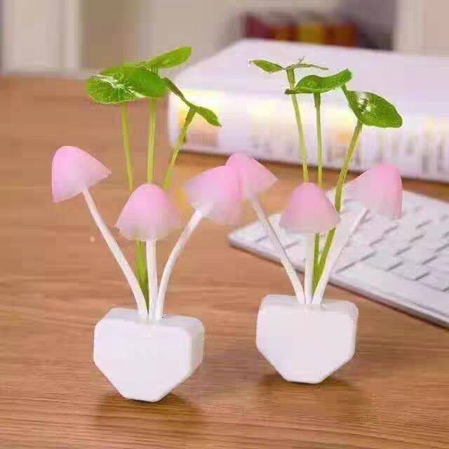 荷叶蘑菇光控变色小夜灯LED节能梦幻感应灯卧室睡眠灯