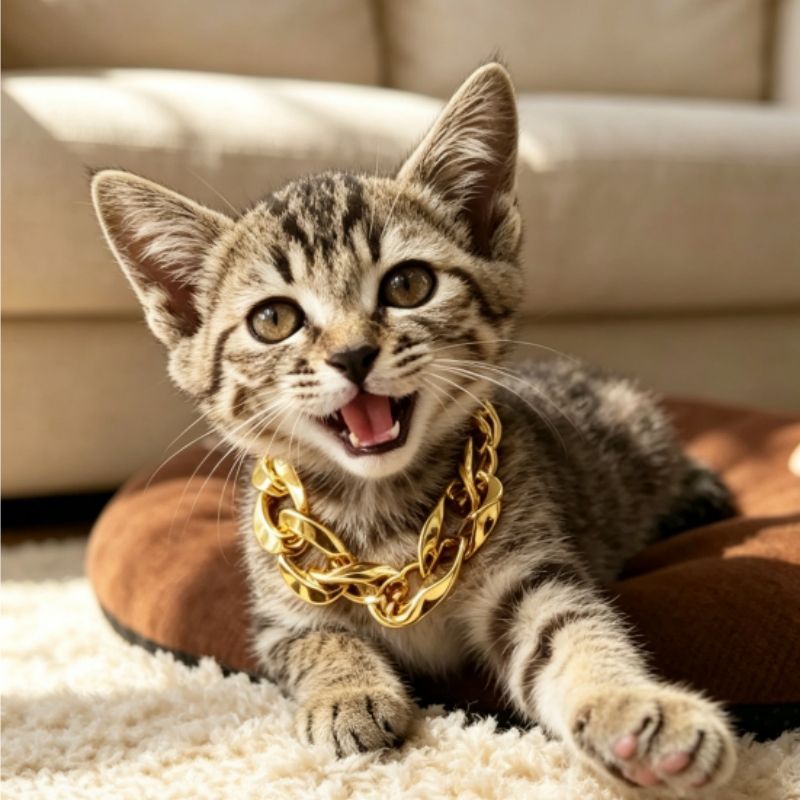 宠物小狗大金链子道具猫咪可调节项圈大小型犬仿真金项链