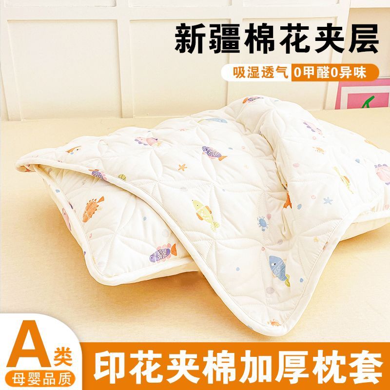 A类双层加厚夹棉枕套48乘74cm枕套防油防汗防口水家用枕芯防护套