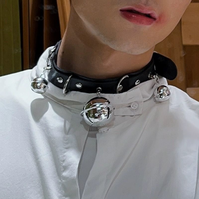 男生体育生可调节小狼狗小奶狗铃铛项圈性感颈环狗狗主人颈环