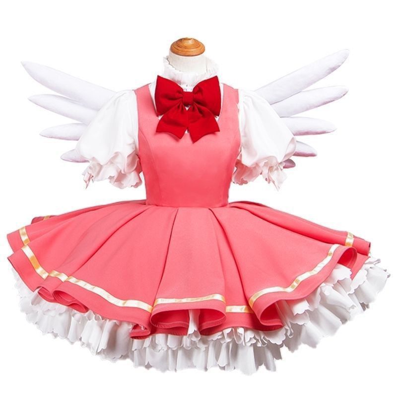 变小全套cos少女魔卡动漫红白战斗服cosplay服装小樱cos服翅膀