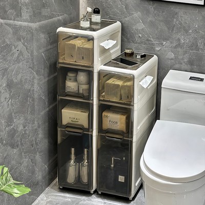 卫生间夹缝收纳柜浴室厕所马桶旁边置物架侧边柜厨U房窄缝储物柜