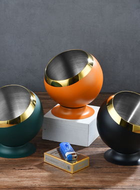 不锈钢入户钥匙收纳o玄关摆件入门轻奢高档M装饰果皮缸桌面垃圾桶