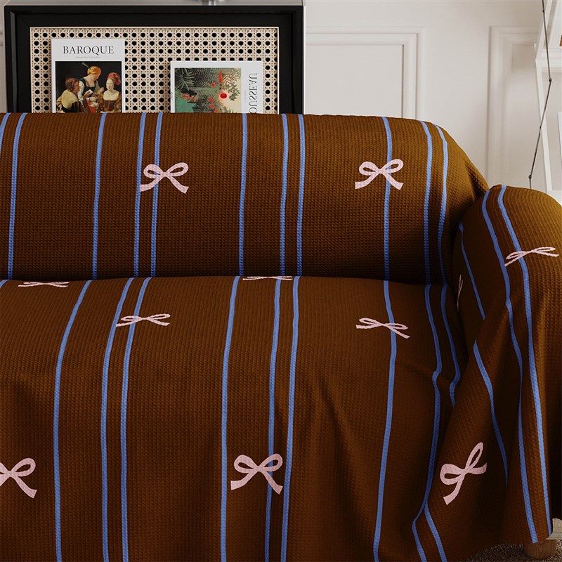 复古风条纹蝴蝶结沙发巾全包防猫B抓沙发垫防尘防水四季通用沙发,居家布艺,沙发垫,淘宝优惠券,粉丝福利购,淘宝优惠卷