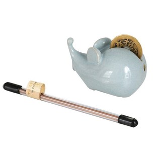 汝山明汝窑茶宠有钱生肖q鼠香插汝瓷摆件天青釉开片可养李可明创