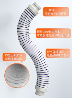 新风消音管风管TPV软管中段消音消音器通用管Q道风机消音降噪软管