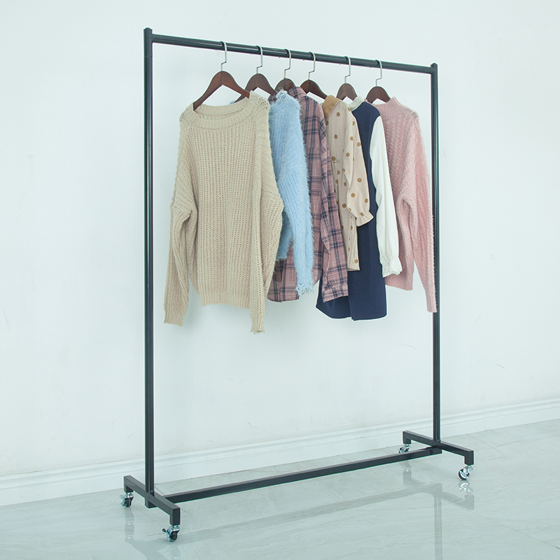 折叠服装店展示架落地挂s衣架简易摆摊单杆龙门货架移动带轮子