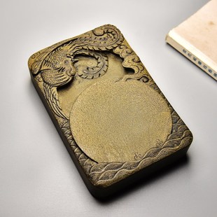 中国歙砚/百鸟朝凤/济源坑黄鱼子砚E台珍藏收藏品四大名坑老坑原