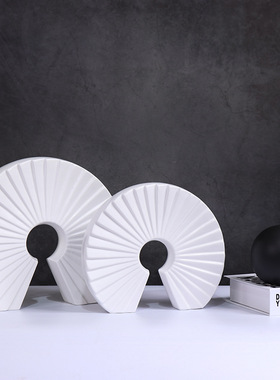 极速现代北欧轻奢意式o扇形贝壳造型陶瓷工艺品摆件家居样板房软