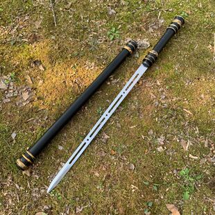 刀剑棍剑高锰钢长款手杖户外登山杖防身一体可反接棍剑未开刃