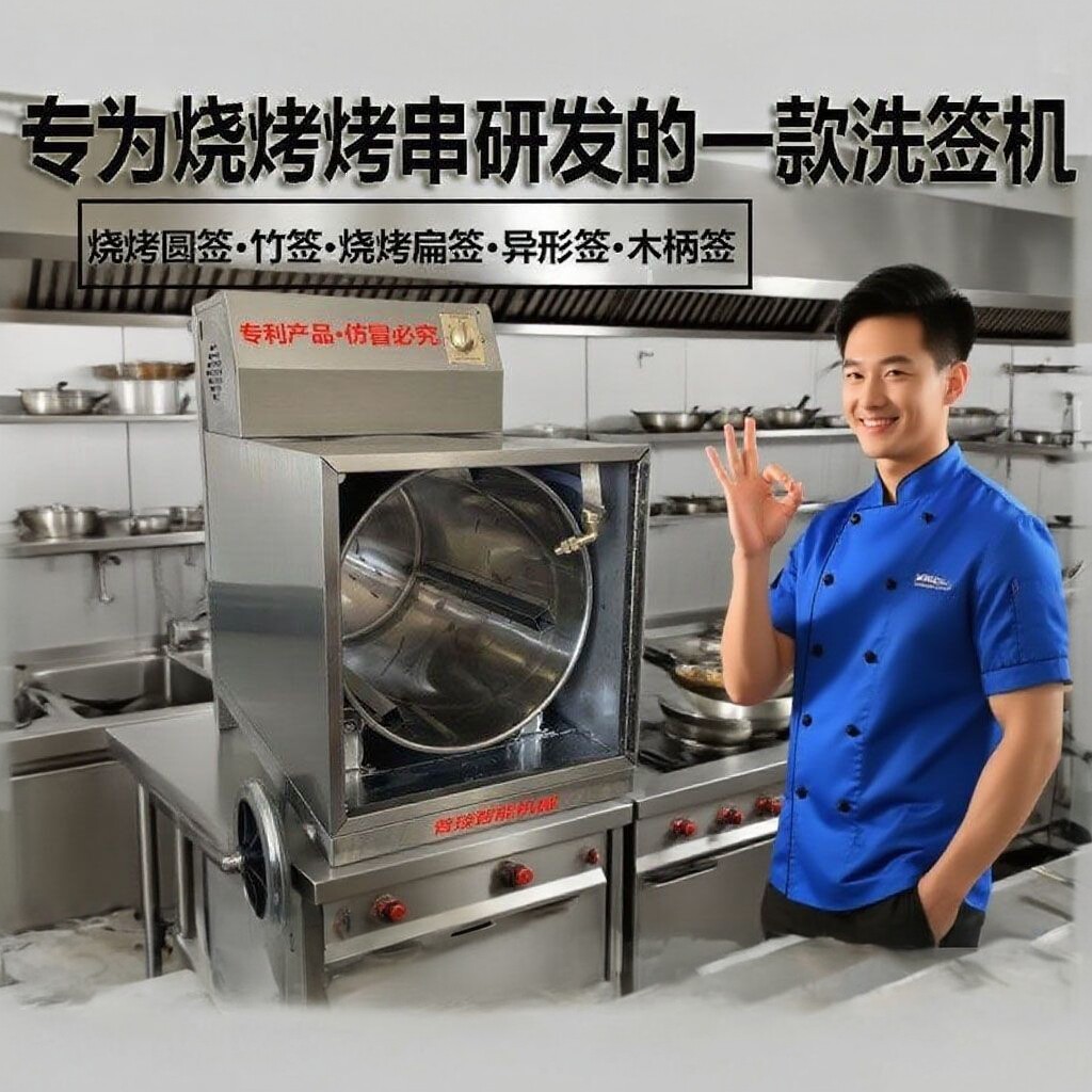 全自动烧烤签子清洗机烤串店不锈钢串串竹签商用冲刷滚筒式洗签机