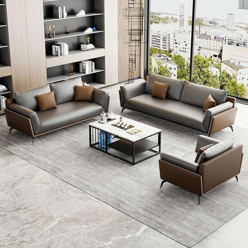 办公室沙发轻奢老板洽谈接待室商务会客区现代简约茶几组合无