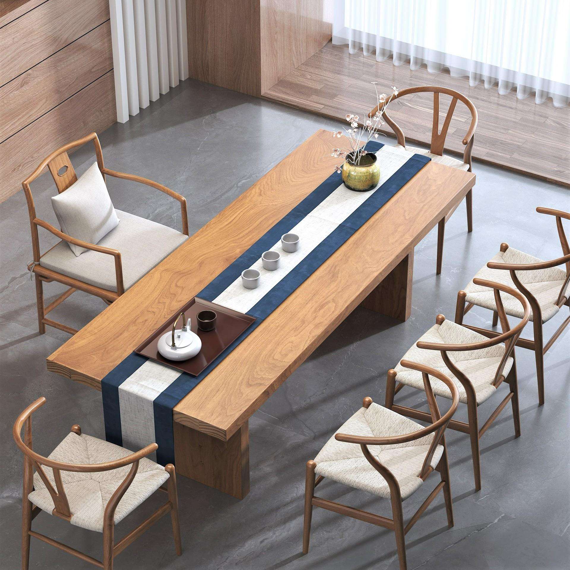 简约现代家用小户型实木茶桌子客厅茶桌长方形休闲喝茶桌椅组合