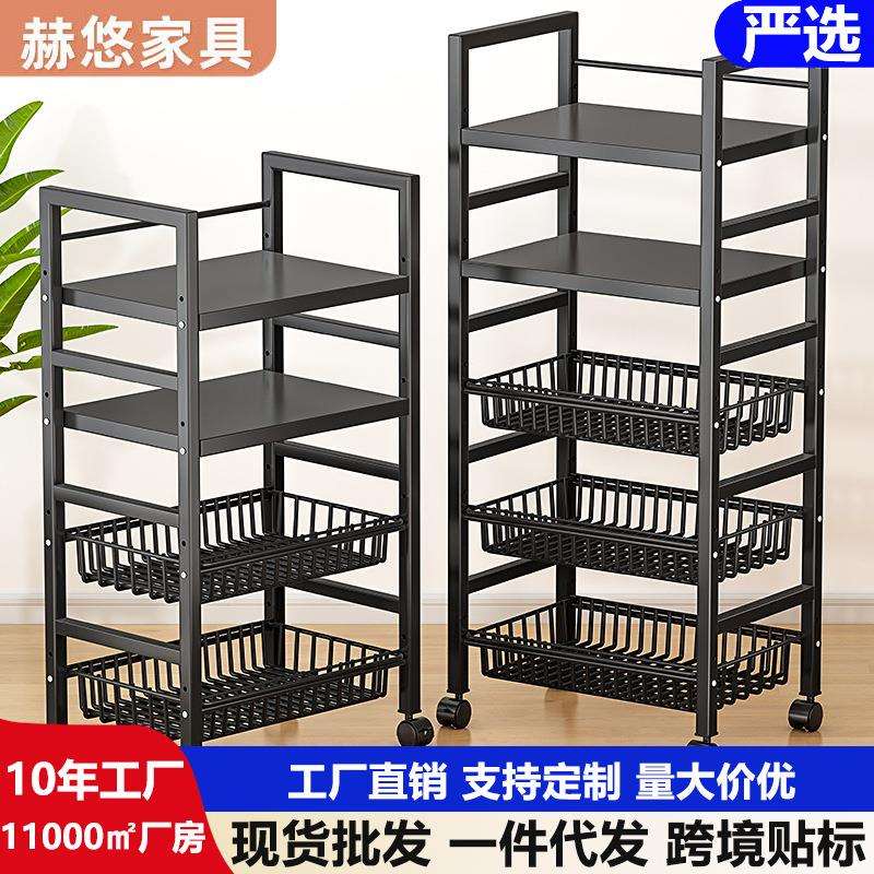 厨房放菜微波炉储物架小推车落地多层收纳架免打孔移动置物架