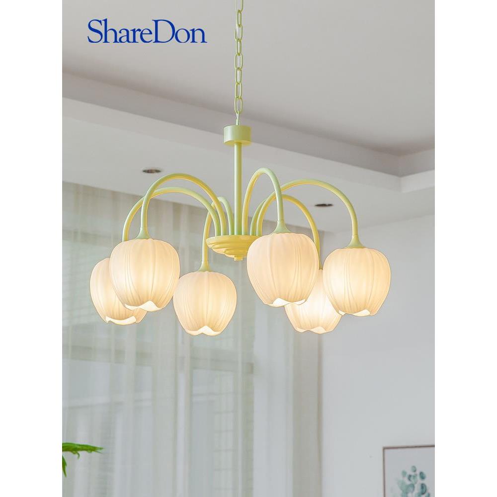 奢灯客厅吊灯奶油风铃兰灯网红卧室吊灯具法式复古北欧主卧2023