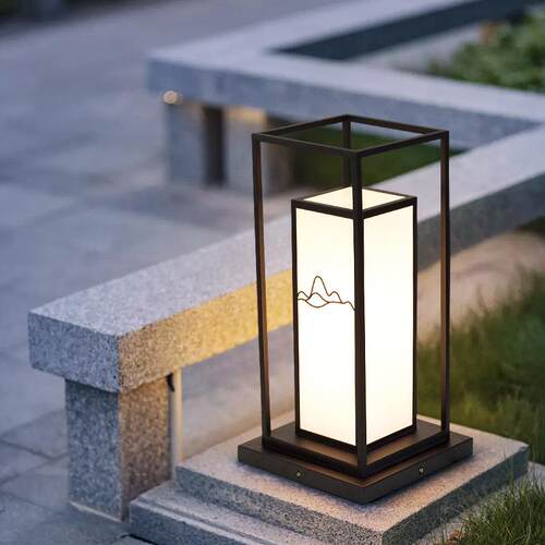 新中式庭院景观灯仿云石户外草坪灯入户花园别墅门口灯简约草地灯