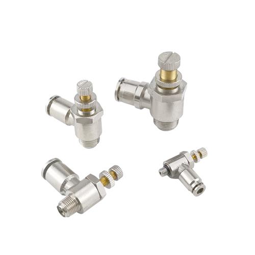 全铜镀镍气动气管接头调速单向限流气缸节流阀SL6-01/8-02/10-03