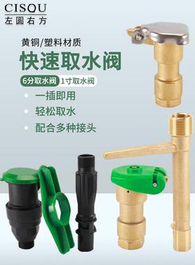 取水阀铜6分1寸内外丝园林绿化快速取水杆DN20/25草坪地插杆水管