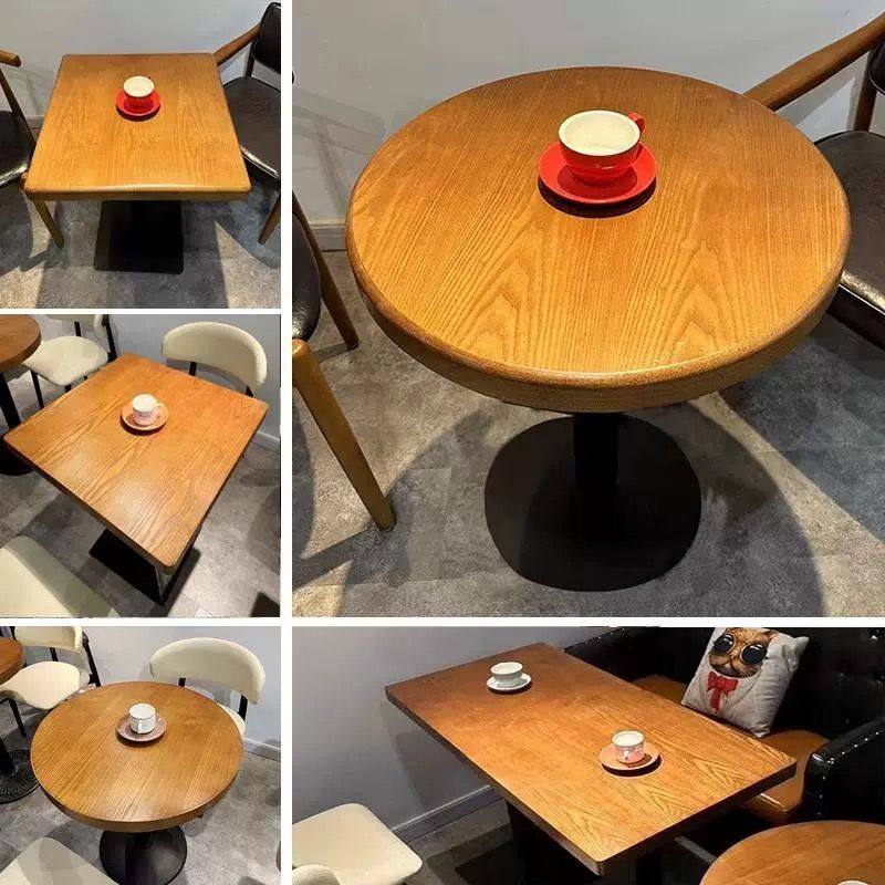 复古咖啡厅桌子西餐厅实木小圆桌蛋糕店民宿甜品奶茶店酒吧餐桌椅,住宅家具,板木餐桌,淘宝优惠券,粉丝福利购,淘宝优惠卷