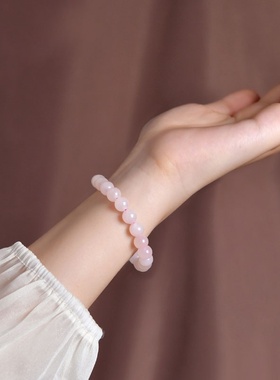 2025新款阿富汗玉藕粉色手链女男散珠玉石珠子时尚手串饰品