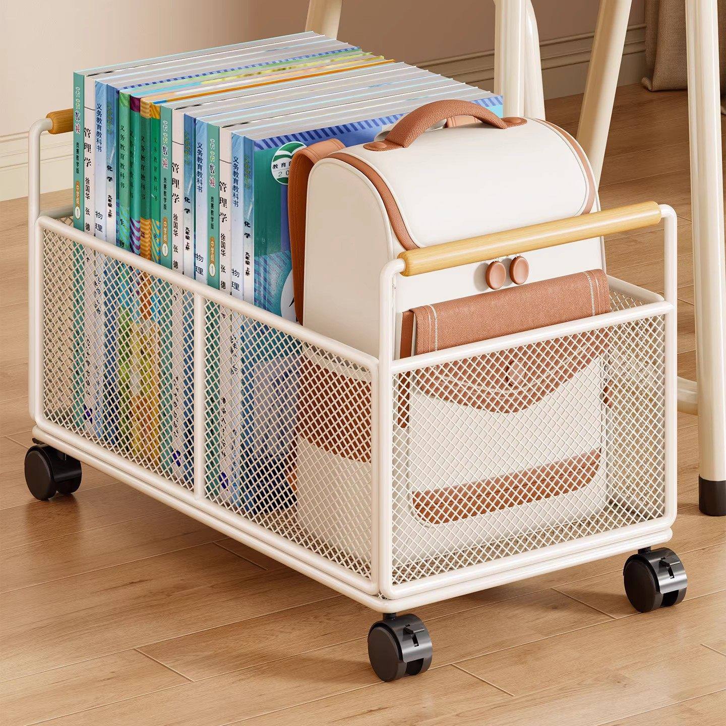 学生教室书本收纳箱落地可移动书包置物架桌边大容量带滑轮小推车,住宅家具,单个书柜,淘宝优惠券,粉丝福利购,淘宝优惠卷