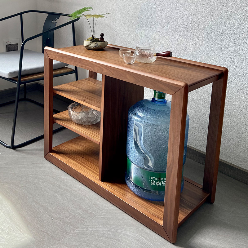 实木北欧小边几客厅角几多层储物收纳架移动带轮窄长网红功夫茶桌
