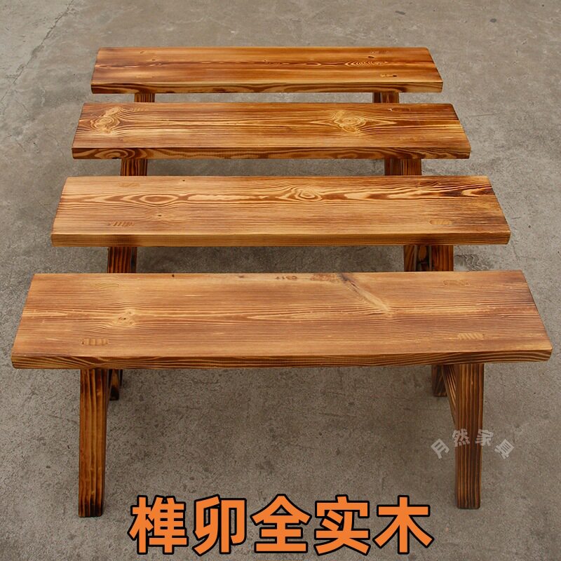 全实木长凳子条凳原木火锅长板凳餐桌长条凳凳碳化木商用餐凳餐椅图片
