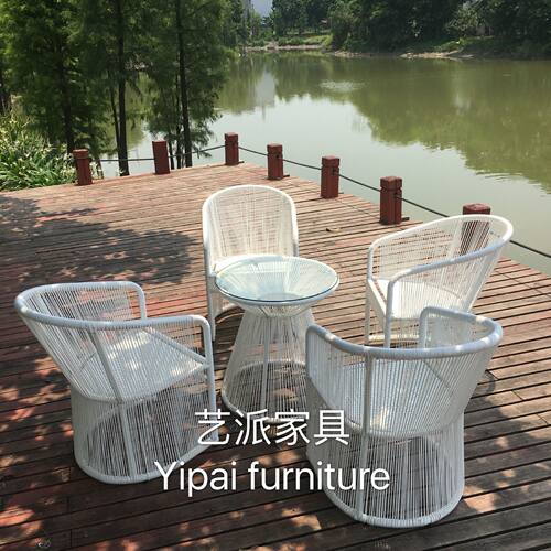 户外藤编  阳台小桌椅编藤椅茶几三件套户外室外庭院简约成套家具