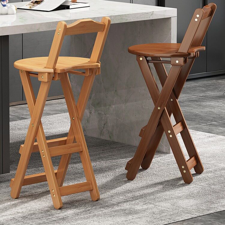 折叠凳家用高脚椅吧台凳便携式客厅厨房靠背椅子加厚高凳简约现代