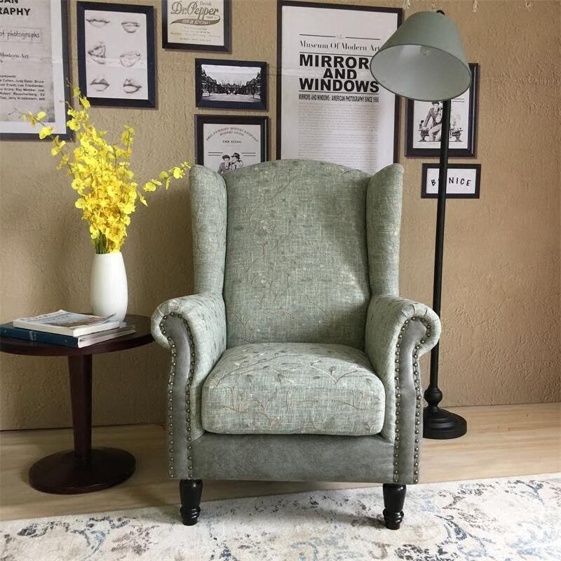【调性混搭】美式乡村复古风格家具拼布设计单人沙发老虎椅休闲椅