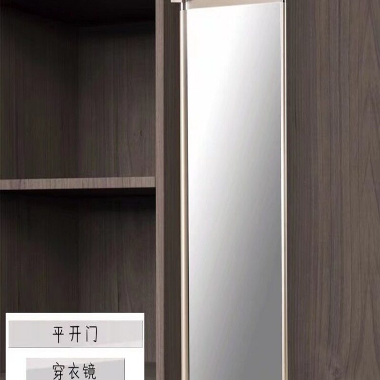 平开门衣柜全身穿衣镜柜内对开门旋转推拉轨道折叠伸缩隐形试衣镜