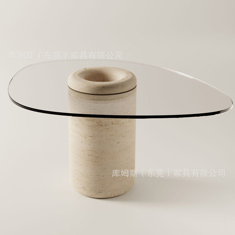 天然大理石玻璃餐桌设计师款别墅客厅家用轻奢简约现代长方形饭桌