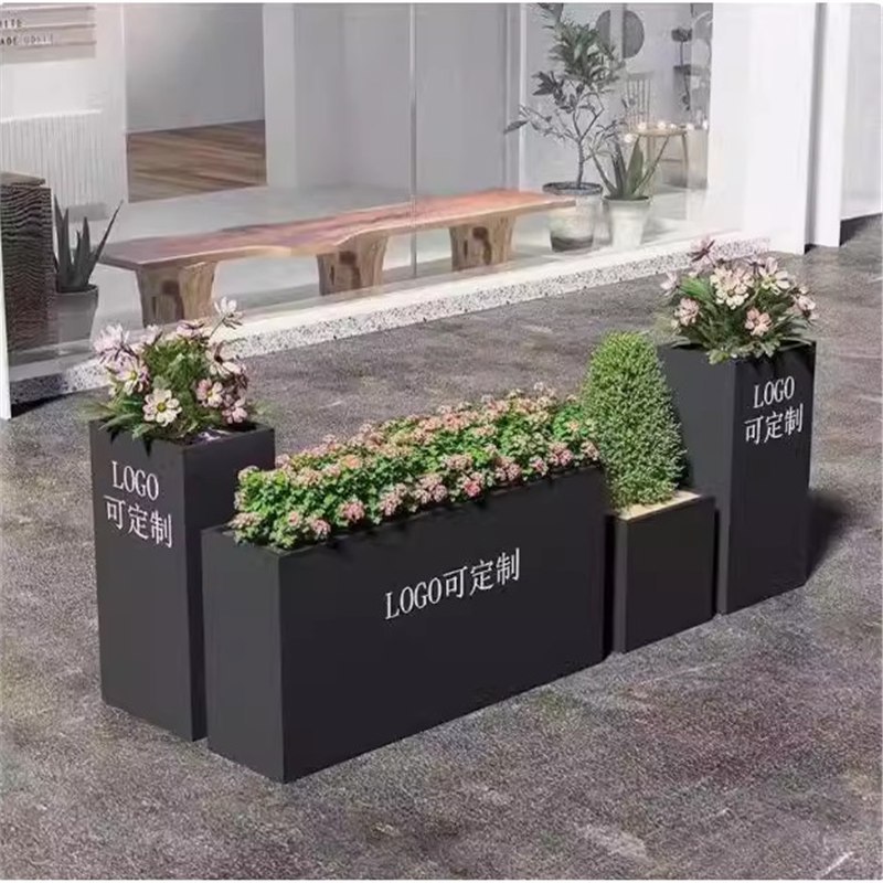 户外不锈钢镀锌钢花箱花盆花坛组合铁艺围栏隔断成品花槽金属花栏