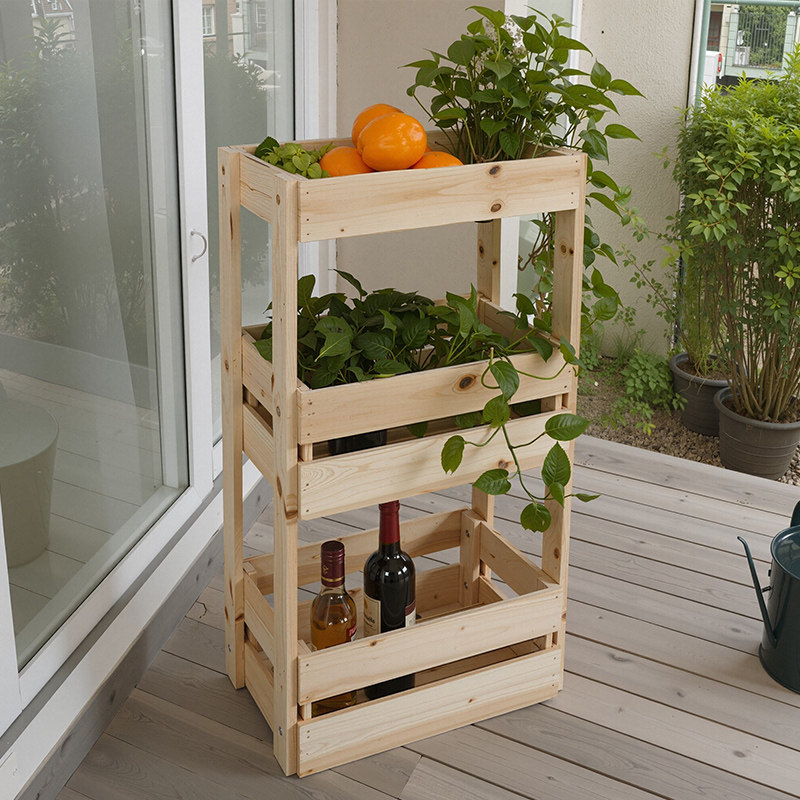 复古收纳架超市水果木框家用木箱实木储物框特大号长方形整理架