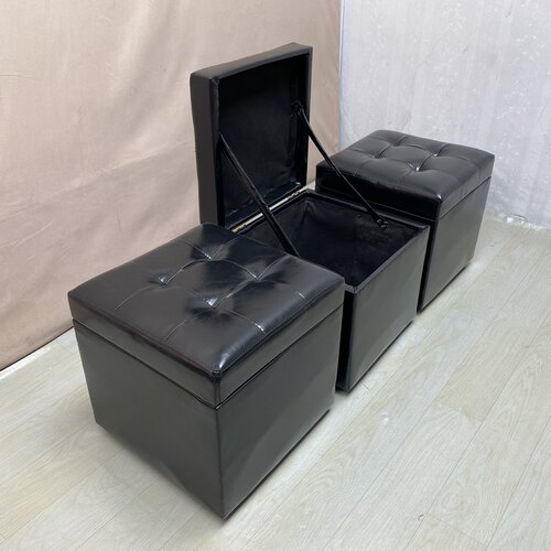 新款KTV油蜡皮储物凳换鞋凳方凳单人化妆沙发凳矮凳脚凳实木收纳