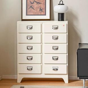 抽屉收纳柜中古风卧室家用五斗柜客厅柜子简约复古边柜储物柜