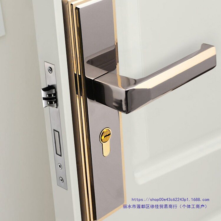 门锁家用实木门通用型磁吸静音免打孔门锁室内卧室房间门锁具门锁