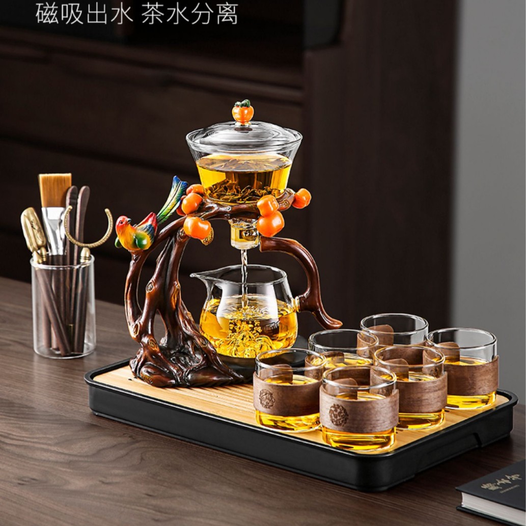 喜上枝头自动茶具套装组合家用办公室玻璃懒人功夫泡茶神器