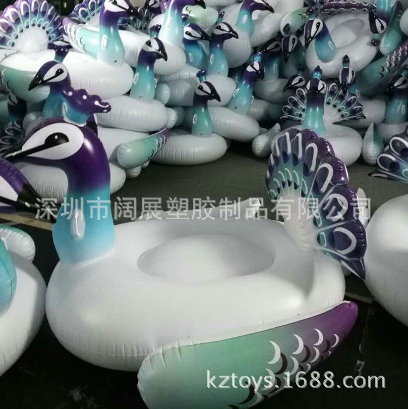 现货190CM充气孔雀浮排水上浮床躺椅充气动物坐骑孔雀坐骑
