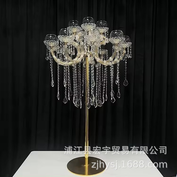 欧式 15头金属金色蜡烛烛台酒店LTV装饰品适合婚礼路引餐桌装饰